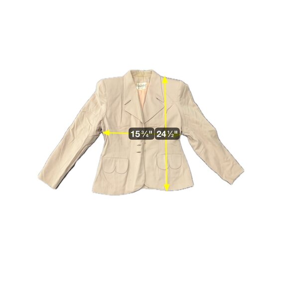 Vintage Selby Bonfields Birmingham Suit Set Tan Blazer Skirt Virgin Wool - Picture 10 of 13